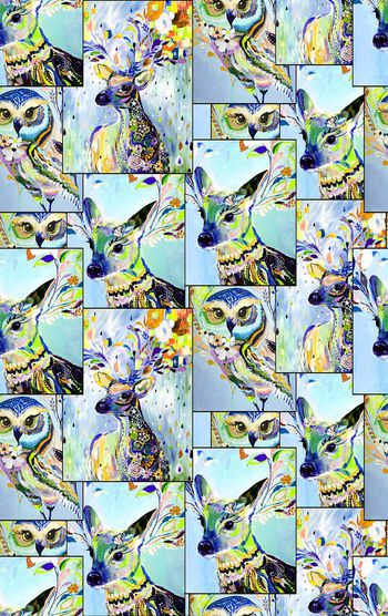 479705-手绘大牌鹿猫头鹰时尚大牌