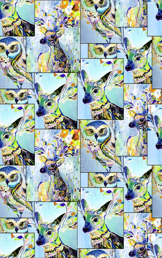 鹿猫头鹰印花华亿平台图片