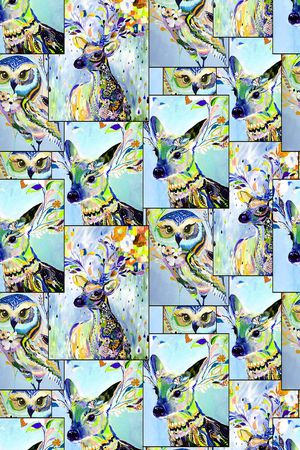 鹿猫头鹰印花华亿平台图片