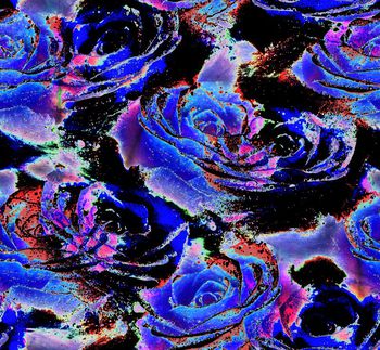 479770-欧美流行时尚手绘幻彩玫瑰花卉印花 