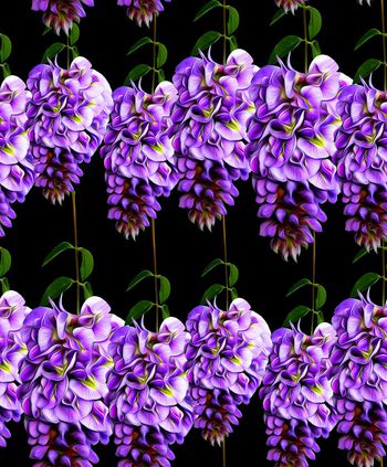 479897-欧美流行时尚手绘紫色花藤花卉印花 