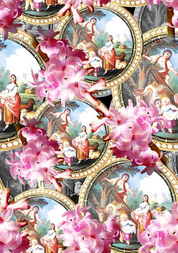 479916-欧美流行时尚风信子欧美油画怀表混搭