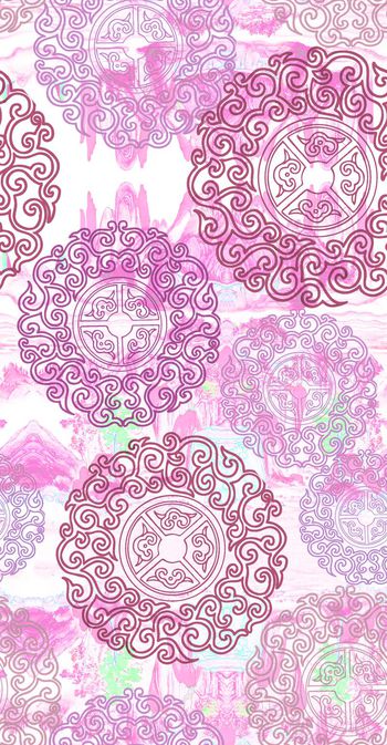 479924-民族中国古风手绘青花瓷山水印花 