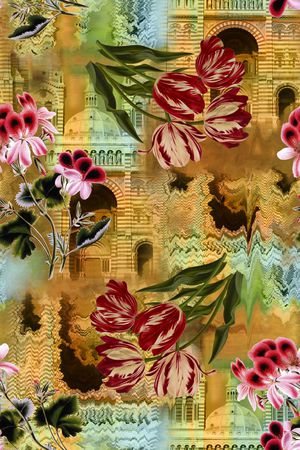 欧式复古建筑印花华亿平台图片