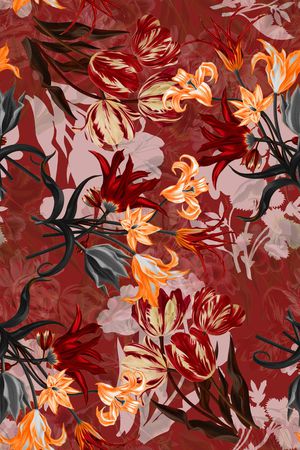 复古花园印花华亿平台图片