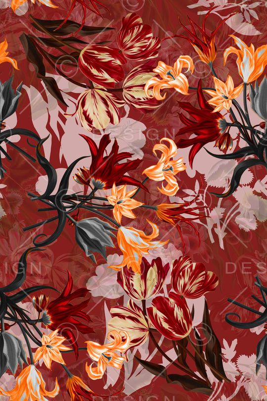 复古花园印花华亿平台图片