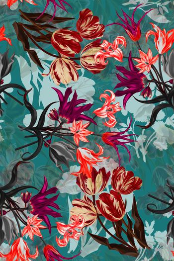 480216-复古郁金香手绘花朵