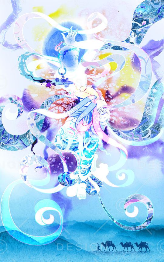 敦煌壁画印花华亿平台图片