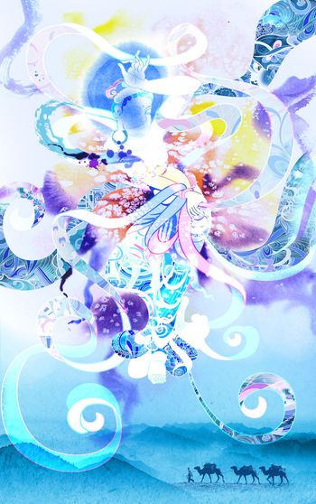 敦煌壁画印花华亿平台图片