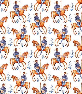 480302-时尚潮流男装欧式骑士花卉