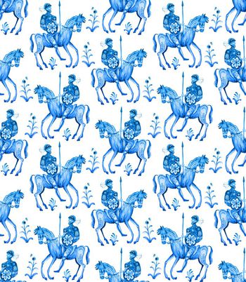 480303-时尚潮流男装欧式骑士花卉