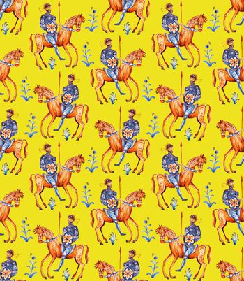 480304-时尚潮流男装欧式骑士花卉