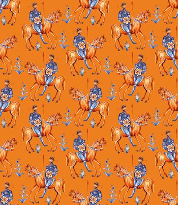 480305-时尚潮流男装欧式骑士花卉