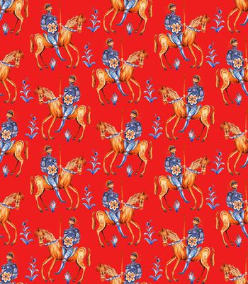 480306-时尚潮流男装欧式骑士花卉