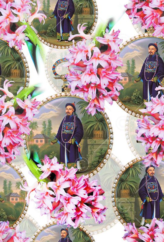 风信子清装人物怀表印花华亿平台图片