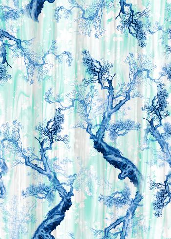 480333-民族中国古风手绘青花瓷花卉印花 