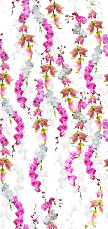 480389-欧美大牌流行时尚花藤蝴蝶兰花卉印花