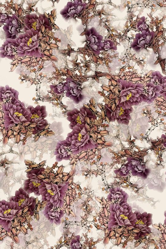 国画牡丹印花华亿平台图片