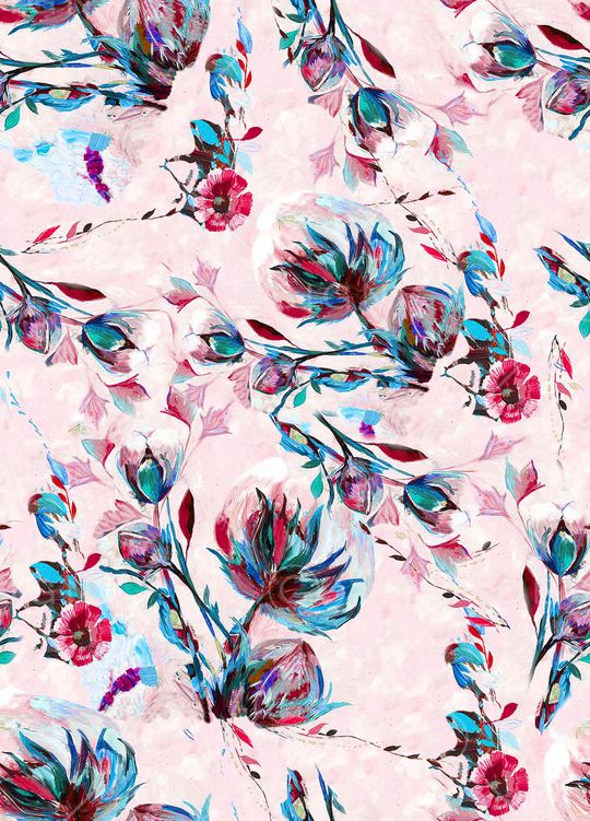 手绘花朵印花华亿平台图片