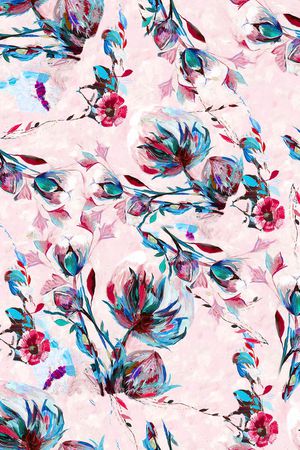 手绘花朵印花华亿平台图片