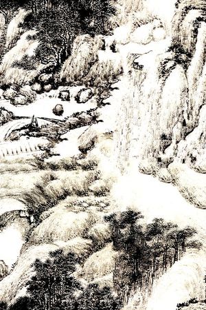 传统山水印花华亿平台图片