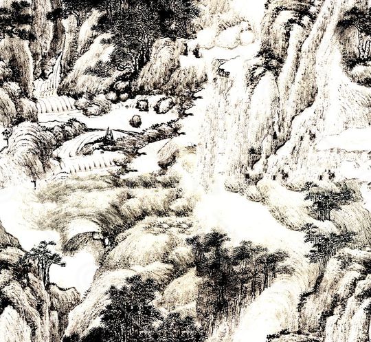 传统山水印花华亿平台图片