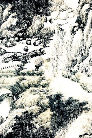 传统山水印花华亿平台图片