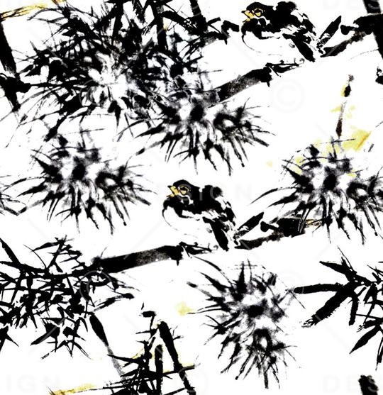 传统水墨印花华亿平台图片