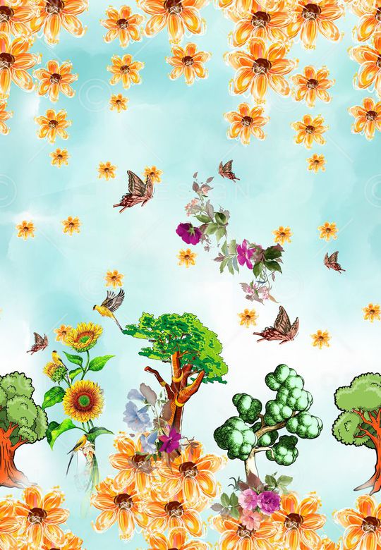 田园风印花华亿平台图片