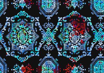 480958-欧美流行时尚手绘幻彩几何花卉印花