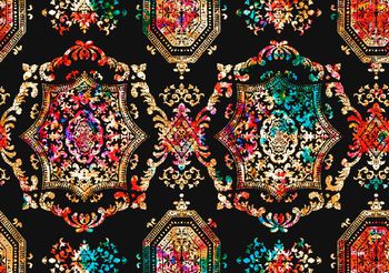 480959-欧美流行时尚手绘幻彩几何花卉印花