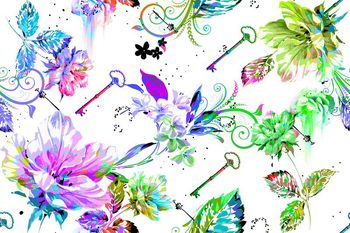 481041-家纺大花 钥匙沙发窗帘面料