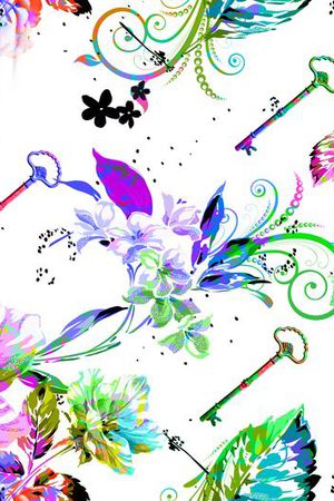 花卉钥匙印花华亿平台图片