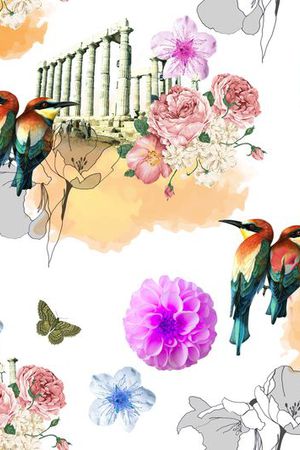 花卉建筑鸟印花华亿平台图片