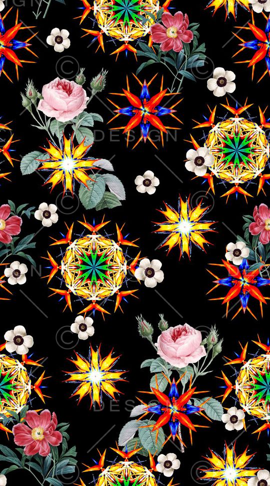 花卉几何印花华亿平台图片