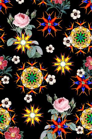 花卉几何印花华亿平台图片