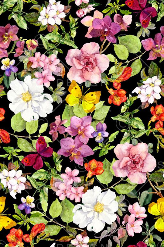 手绘花卉印花华亿平台图片