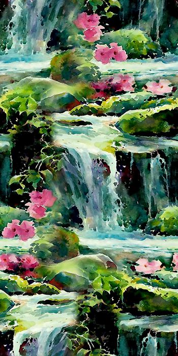 481248-时尚  新潮  手绘画  水彩 山