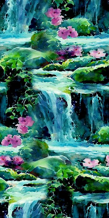 481249-时尚  新潮  手绘画  水彩 山