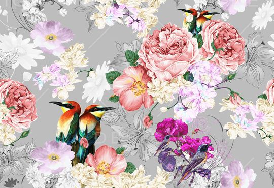 花鸟印花华亿平台图片