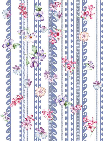 481357-时尚潮流中国纹花卉组合数码印花