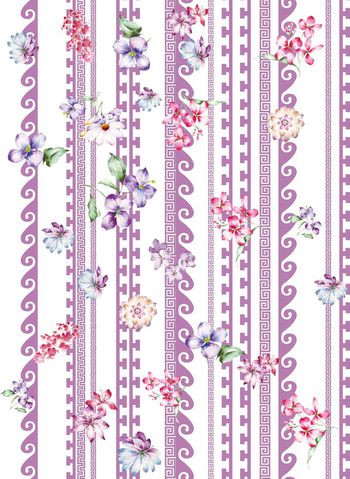 481358-时尚潮流中国纹花卉组合数码印花