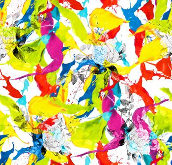 481436-欧美大牌流行时尚抽象泼墨花卉印花
