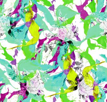 481437-欧美大牌流行时尚抽象泼墨花卉印花
