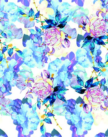 481458-欧美流行时尚手绘花卉印花