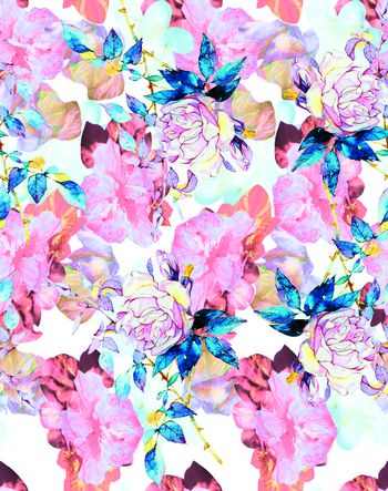 481459-欧美流行时尚手绘花卉印花