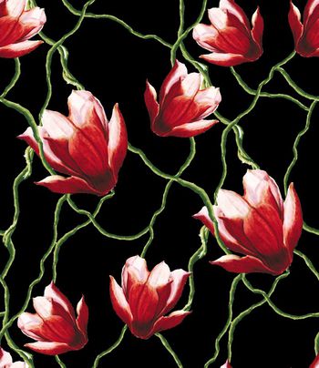 481625-欧美流行时尚手绘仙客来花卉印花