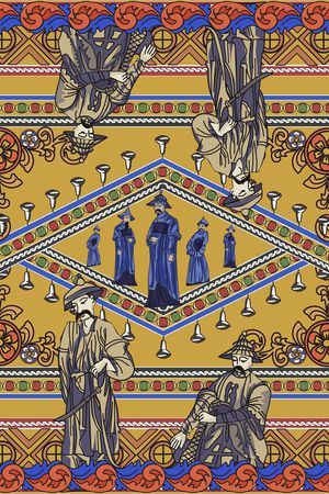 满清图案印花华亿平台图片