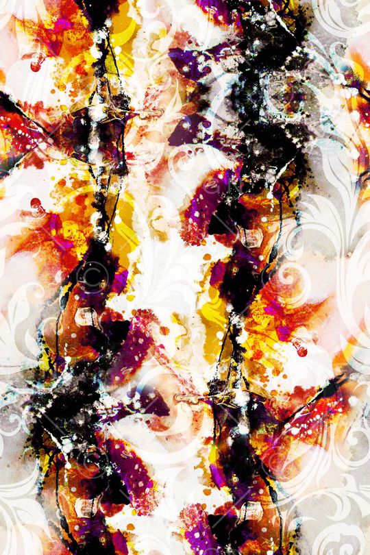 水彩 抽象 民族印花华亿平台图片