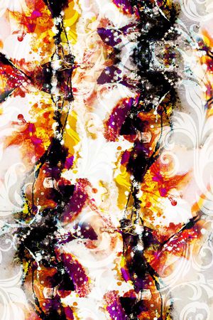 水彩 抽象 民族印花华亿平台图片